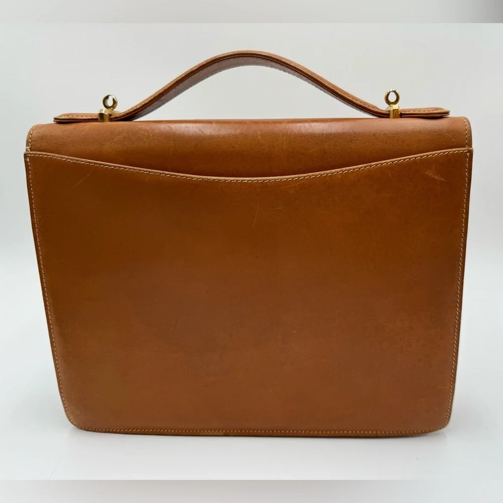 Gucci-Authentic-Vintage All Leather 2 Way Handbag Camel - Picture 2 of 13